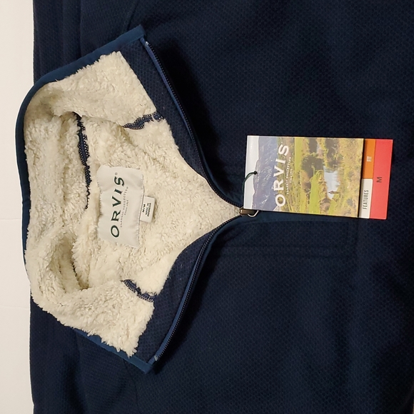 NWT-Orvis Brighton Men's Sherpa Lined 1/4 Zip Pullover - Picture 2 of 5